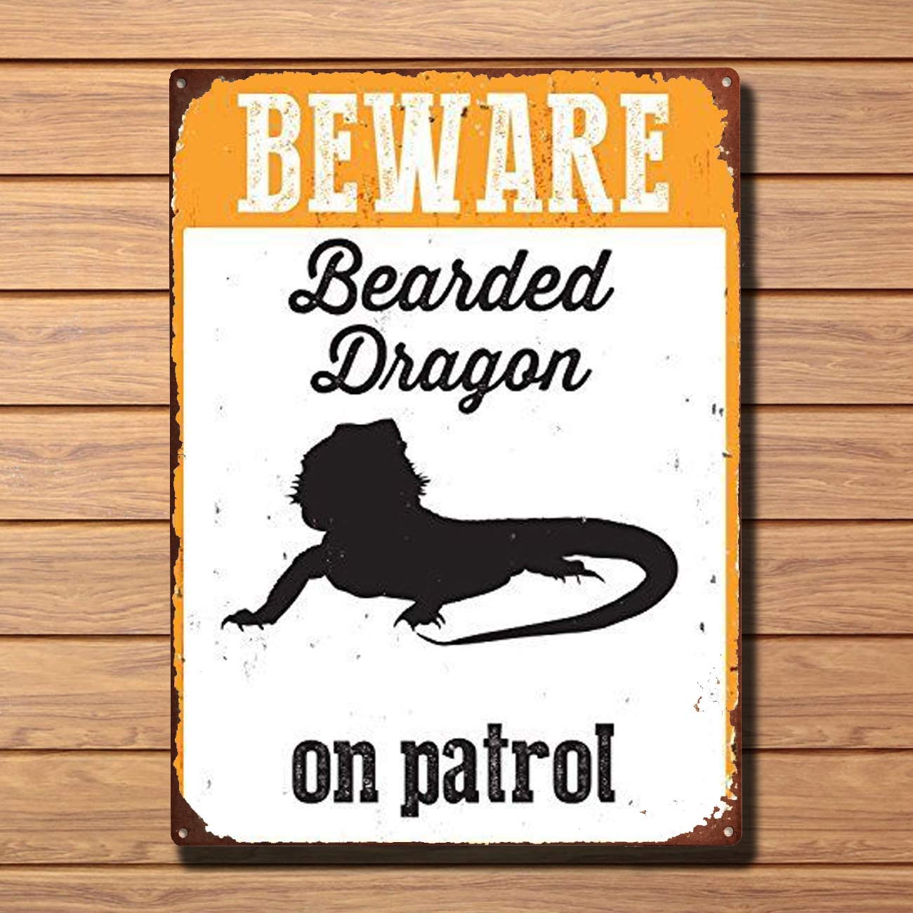 For Beware Bearded Dragon Vintage Style Metal Sign Iron Painting for Indoor & Outdoor Home Bar Coffee Kitchen Wall Decor 8 X