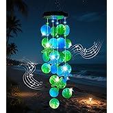 (New) Solar Wind Chime for Outside, for Women Grandma Mom Wife Sister, Solar Hanging Wind Chime Lights for Holiday Garden Yard Window - Sea