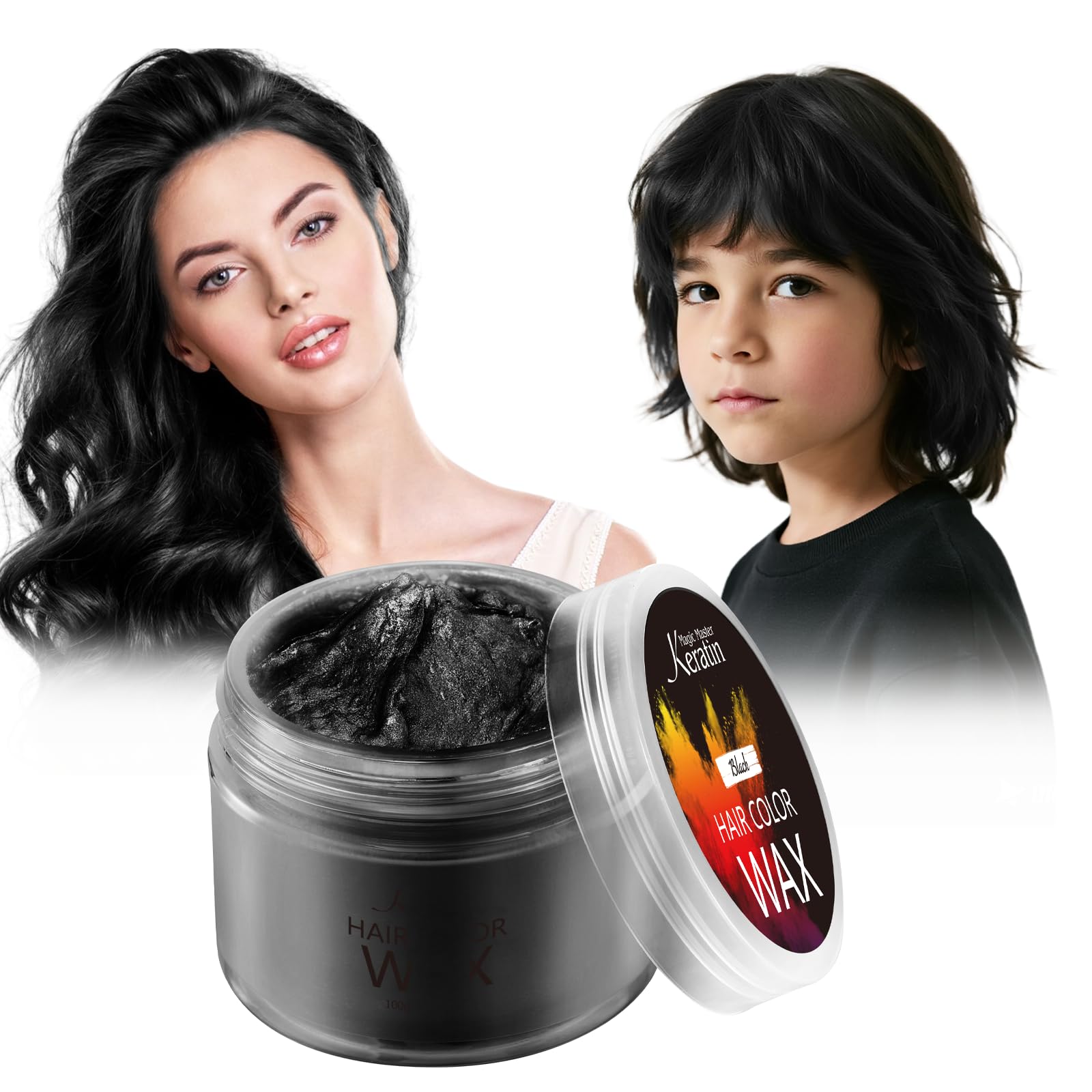 Hair Color Wax, Magic Master Keratin Temporary Hairstyle Cream Instant Colored Clay for Men and Women Party, Festival, Cosplay(Black)
