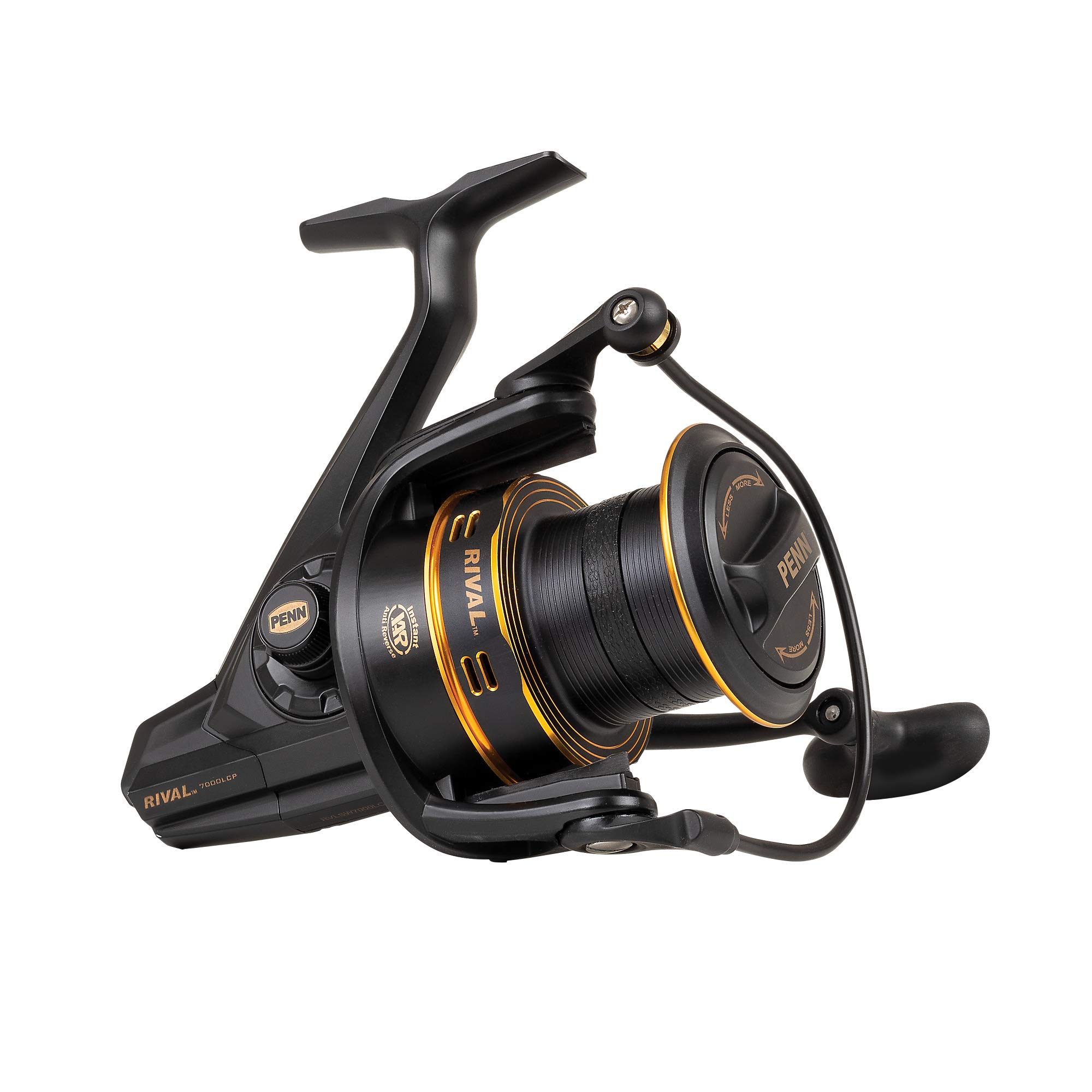 PENN Rival™ Longcast Gold, Sea Fishing Reel, Spinning Reels, Lightweight Long Distance Casting Reel for Sea, Saltwater, Surf, Rock and Beach Fishing Anglers, Carp, Bass & Predator Fish Black Gold 8000