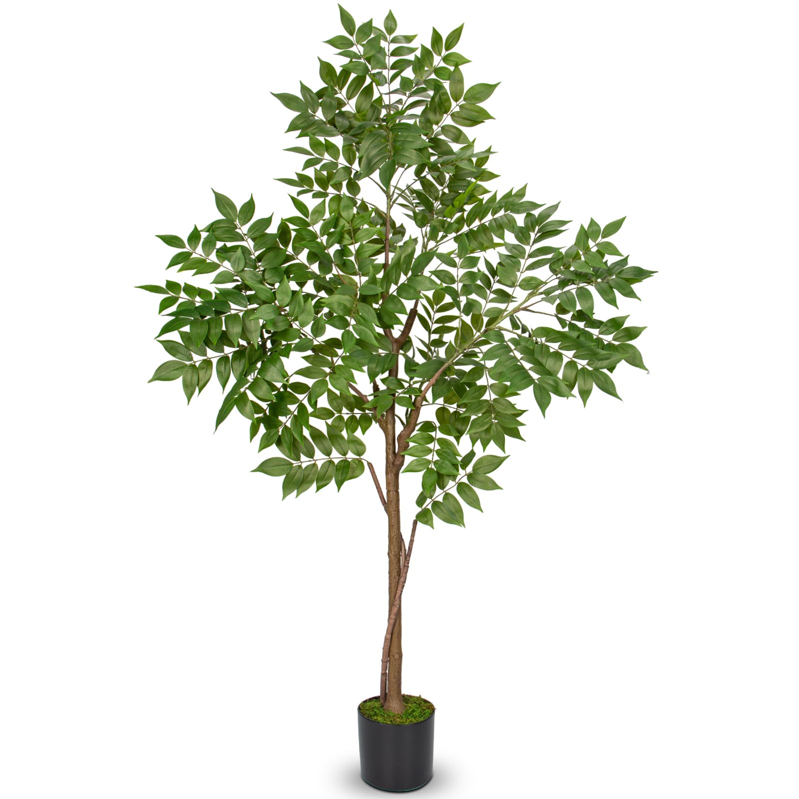 Photo 1 of 5ft Artificial Tree Indoor Fake Tree with Pot, Faux Sumac Leaves Tree Modern Large Fake Plant Decor for Home Offiece House Living Room Indoor Decor