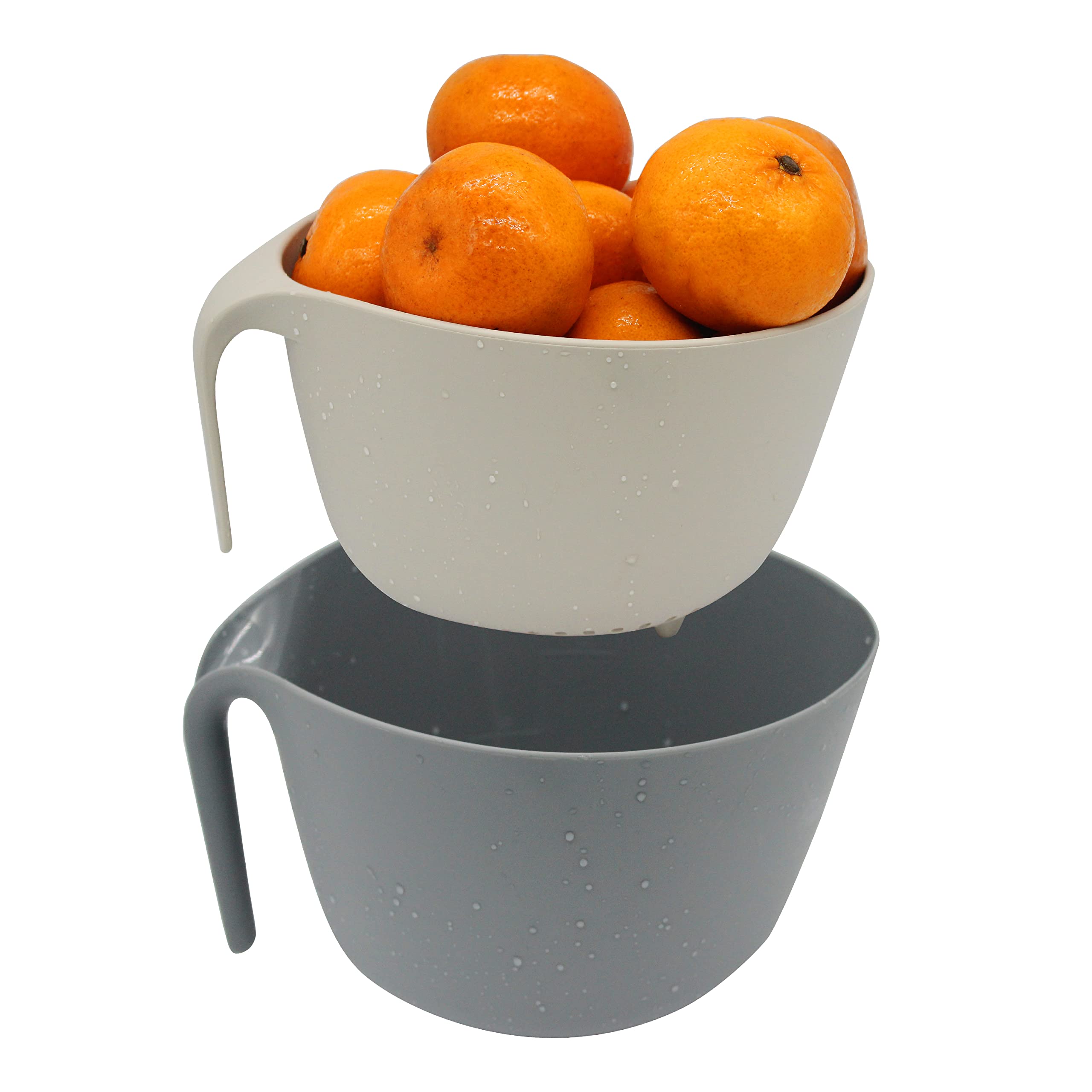 MiHerom Kitchen Colander Bowls Set for Soaking,Washing,Draining Pasta,Vegetable,Fruit,Rice,Quinoa,Small Grains and Berry Mixing,5L