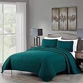 Chezmoi Collection Austin 3-Piece Oversized Bedspread Coverlet Set (King, Teal)