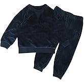 HonestBaby Baby 2-Piece Cozy Velour 100% Organic Cotton Sweatshirt and Jogger Sweatpants Set