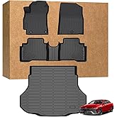 Floor Mats & Cargo Mats Set for Hyundai Elantra Hybrid 2021-2025 2026, All Weather Floor Liners Anti-Slip Car Full Set Floor Liners Custom Automotive Floor Mats TPE with Front & 2nd Row & Trunk mat