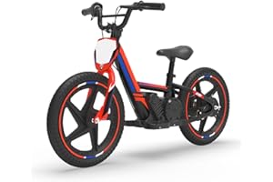 AIII Lightweight Electric Dirt Bike for Kids Aged 5-10, 340W Racing Grade Electric Motorcycle, Up to 12MPH & 3 Speed Settings, 24V Detachable Battery, 16'' Rubber Tires, Safe Disc Brake, Red