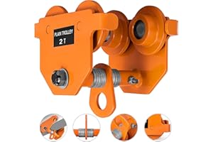 VEVOR OrangeA 2 Ton Heavy Duty Manual Capacity Plain 4000LBS Push Track Roller Trolley Crane Lift Dual Wheels Garage Hoist for Straight Curved I Beam, 2T (Manual Trolley 2 Ton)