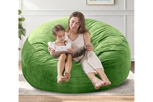 EDUJIN Large Bean Bag Chair for Adults/Kids with Filling, 3 ft Memory Foam Bean Bag Chairs with Filler Included, Ultra Soft Dutch Velvet Fabric, Bean Bag for Living Room - 3 Foot,Lime
