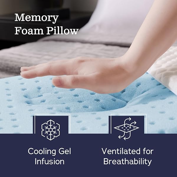 WEEKENDER GEL MEMORY FOAM PILLOW – STANDARD SIZE – 2-PACK – MEDIUM FIRM FEEL – NECK & SHOULDER SUPPORT – FOR BACK & SIDE SLEEPERS – HOME, HOTEL, & HOSPITAL ESSENTIALS