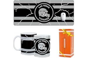 GYOTHRIG Football Fan Coffee Mug Cup and Large Desk Mat Set Las Vegas City Themed Merch Shop Men Women Sport Stuff Gear Apparel Raiders Team Desk Decor Dad Boyfriend Birthday Christmas Cool Xmas Gift