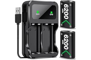 MOCAGEN Controller Battery for Xbox One/Xbox Series X|S Rechargeable Battery Pack, 2x6200mWh Chager Batteries for Xbox1 S/X/Xbox Elite