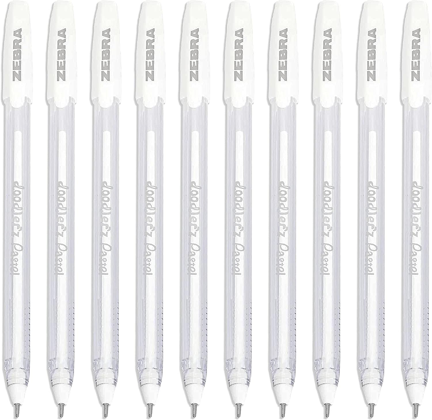 Zebra Doodler'z Pastel Stick Ballpoint Pen - 1.0mm - White Ink - Pack of 10