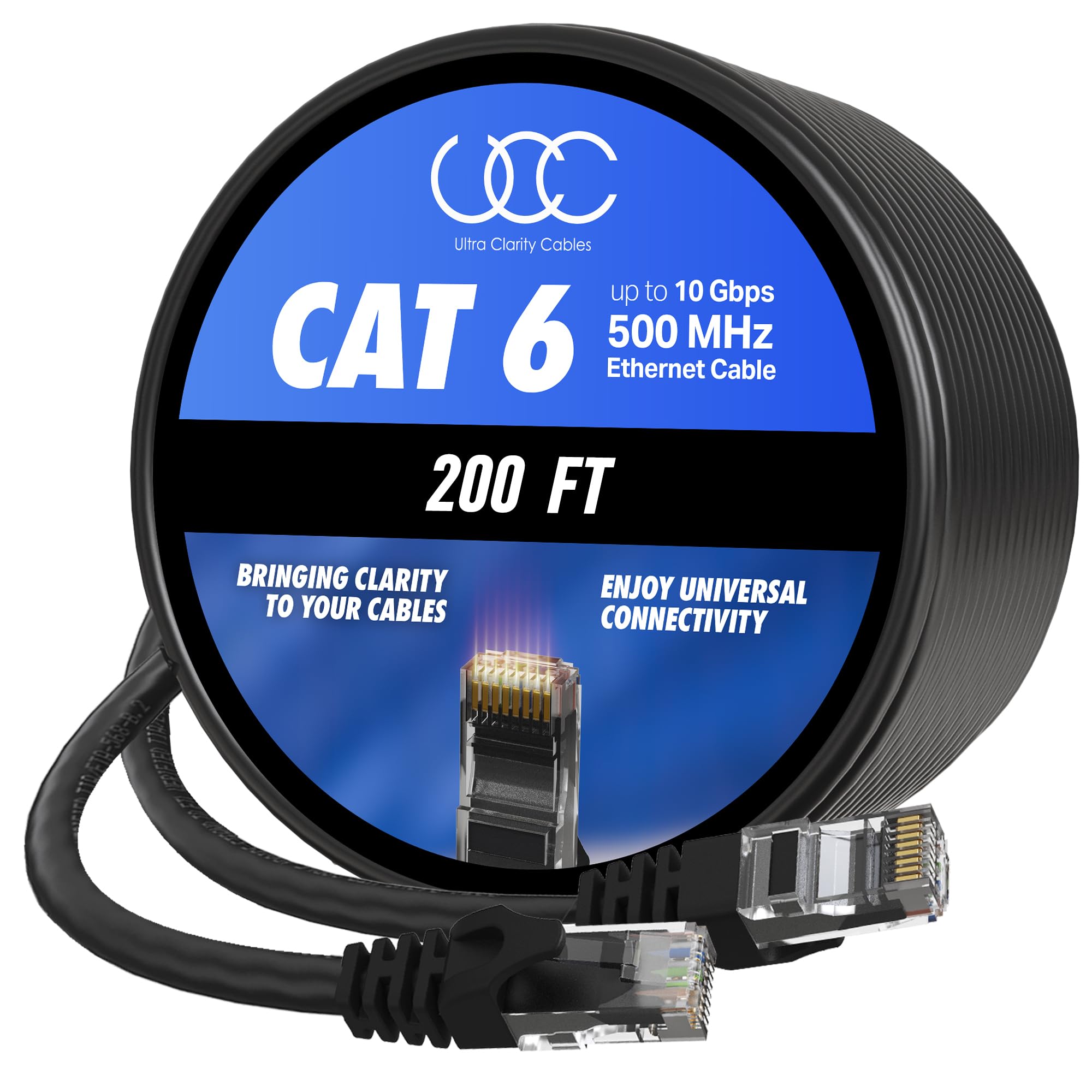 Photo 1 of Cat 6 Ethernet Cable 200 ft, 10Gbps High Speed Ethernet Cable, Outdoor&Indoor Rj45 Cat6 Cable Internet Cable for Computer, Router, Modem, PS4/5, Xbox, Gaming- Black