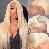 LETMIEO 30 Inch 613 13x6 Lace Front Wig Human Hair Blonde Lace Wig | 180% Density, HD Transparent Lace Wig Pre Plucked, Strai