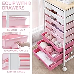 Rolling Cart with Drawers,Storage Cart with 8