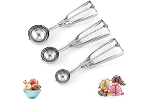 Cookie Scoop Set, Ice Cream Scoop ProfessionaI 18/8 Stainless Steel Cookie Scoop, Dough Scoop 3 Versatile Sizes with Gift Box