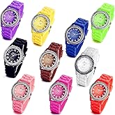 Lancardo Wholesale Lots of 10 Silicone Rubber Gel Jelly Women Wrist Watches Sport Bussiness School