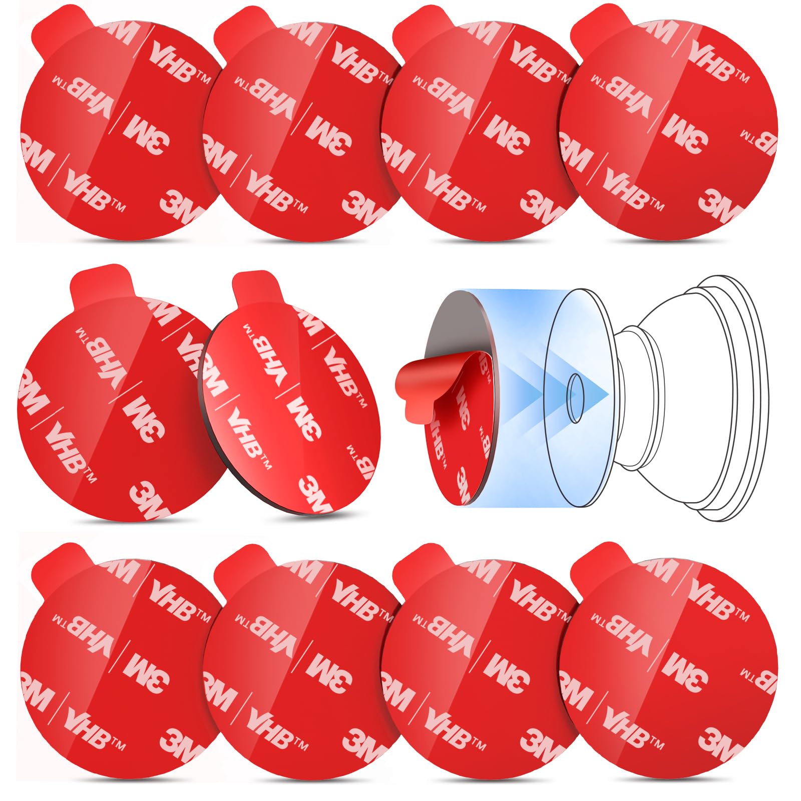 Photo 1 of 10 Pcs Sticky Pads for Pops Socket Base: 1.38" Round Strong Adhesive Replacement Double Sided Tape for iPhone Popgrips, Cell Phone Grip & Ring Holder, Very High Bond Circle Sticker 35mm