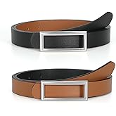 SUOSDEY Women Reversible Leather Belts for Jeans Pants Dresses Ladies Fashion Belts with Gold Buckle, 0.9" Width