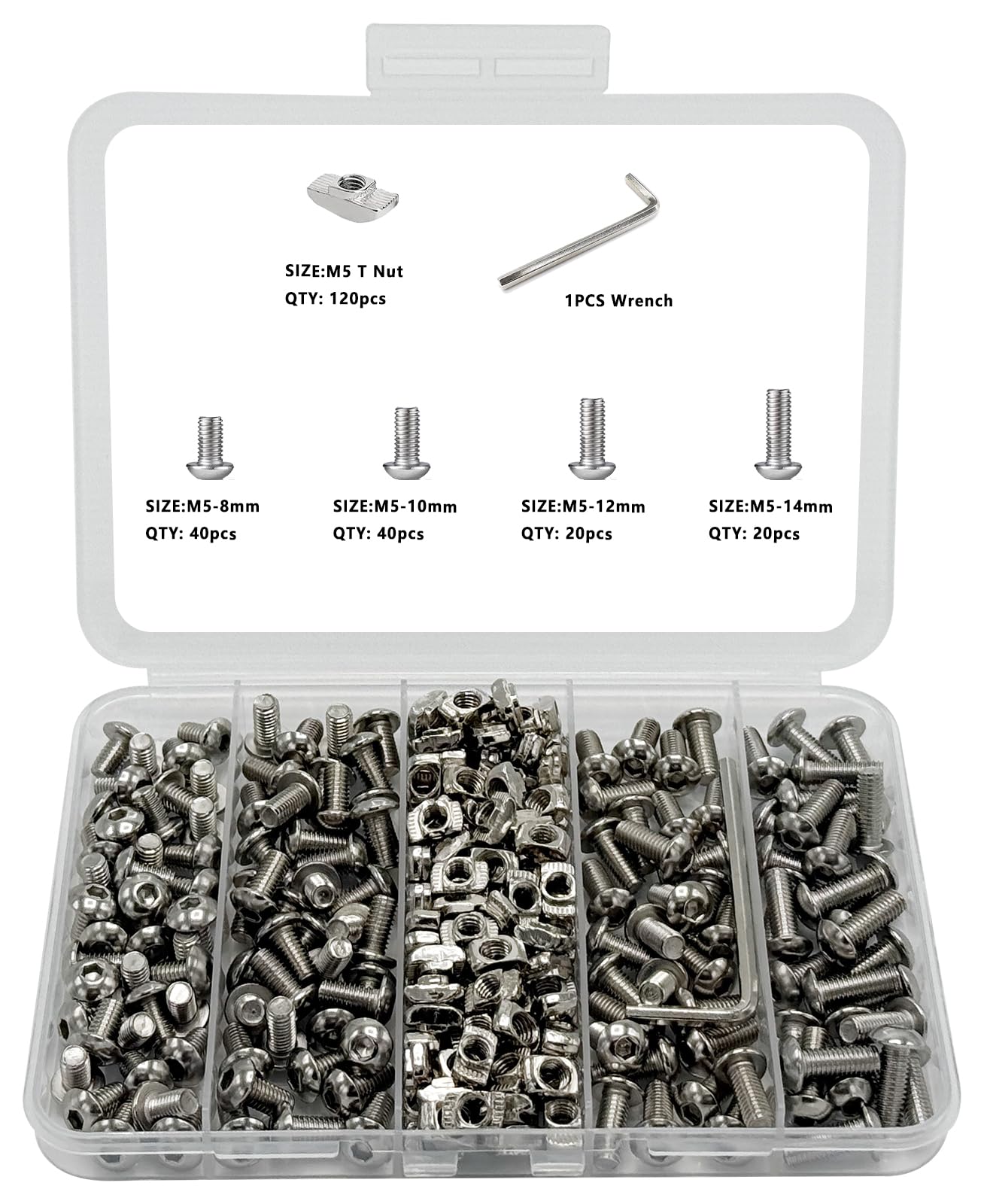 240 pcs M5 T Nut Screws Kit for 2020 2040 2080