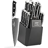 NANFANG BROTHERS 18-Piece Damascus Kitchen Knife Sets with VG10 Core Blades, 67-Layer Damascus Steel, ABS Ergonomic Handle, Compact Knife Block Design, Suitable for Placement in Small Spaces