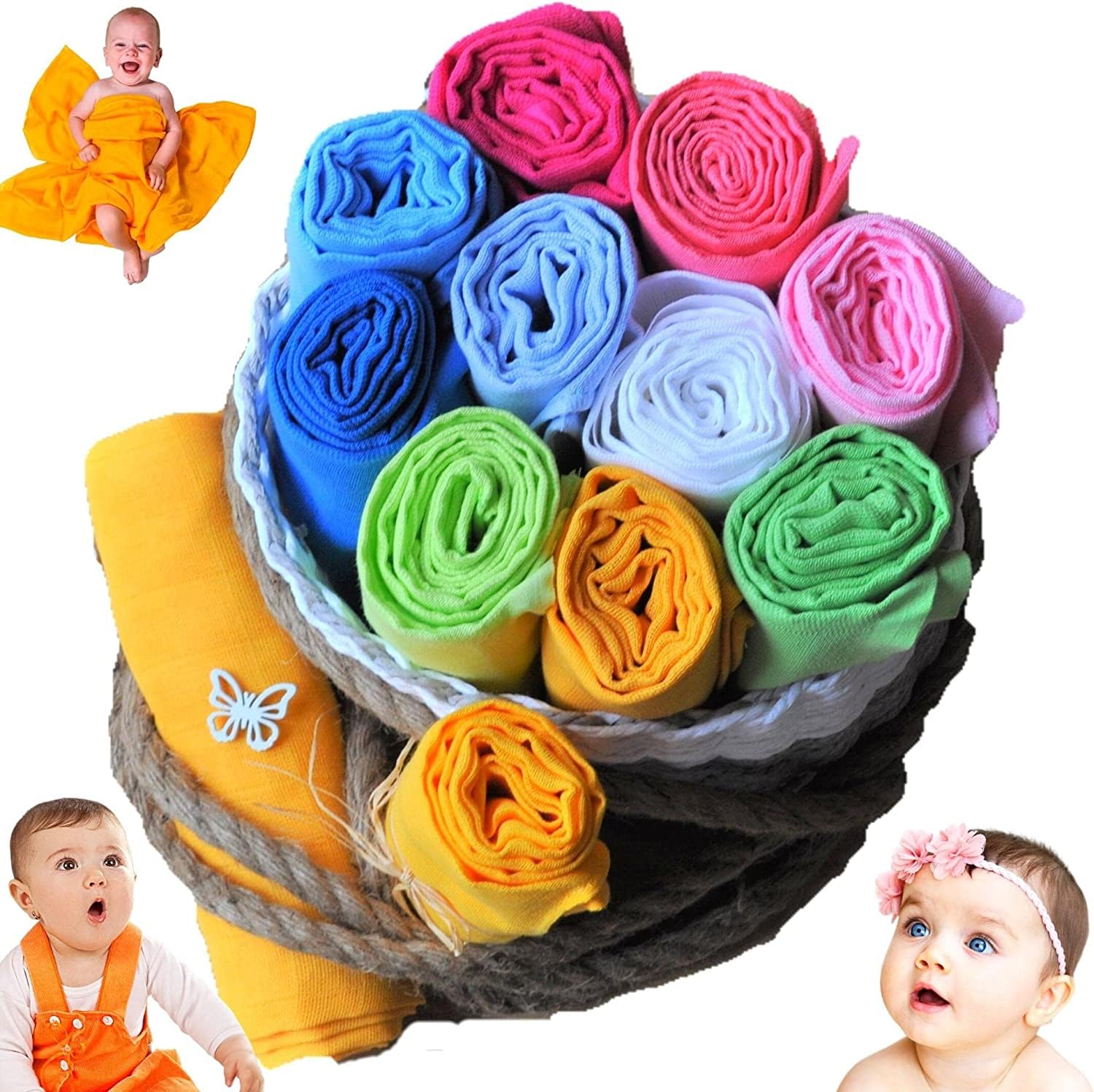 Natureville Muslin Burp Cloth Baby Gift for Newborns - Double Woven Muslin Nappies with Reinforced Border - Muslin Nappies - Muslin Wash Cloth - Pure Cotton - 80 x 80 cm - Pack of 10