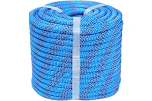YUZENET Braided Polyester Arborist Rigging Rope (3/8 inch X 100 feet) High Strength Outdoor Rope for Rock Climbing Hiking Camping Swing, Blue/Red