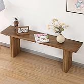 WINWY Solid Wood Entryway Bench - 51.2" Fluted Farmhouse Bench, Indoor Long Dining Benches Seat Narrow End of Bed Benches for