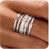 Sundurich Gold Stackable Rings for Women Non Tarnish,14K Gold Plated Minimalist Waterproof Thin Wedding Silver Stacking Band Ring Dainty Trendy Statement Rings Set Size 5-10