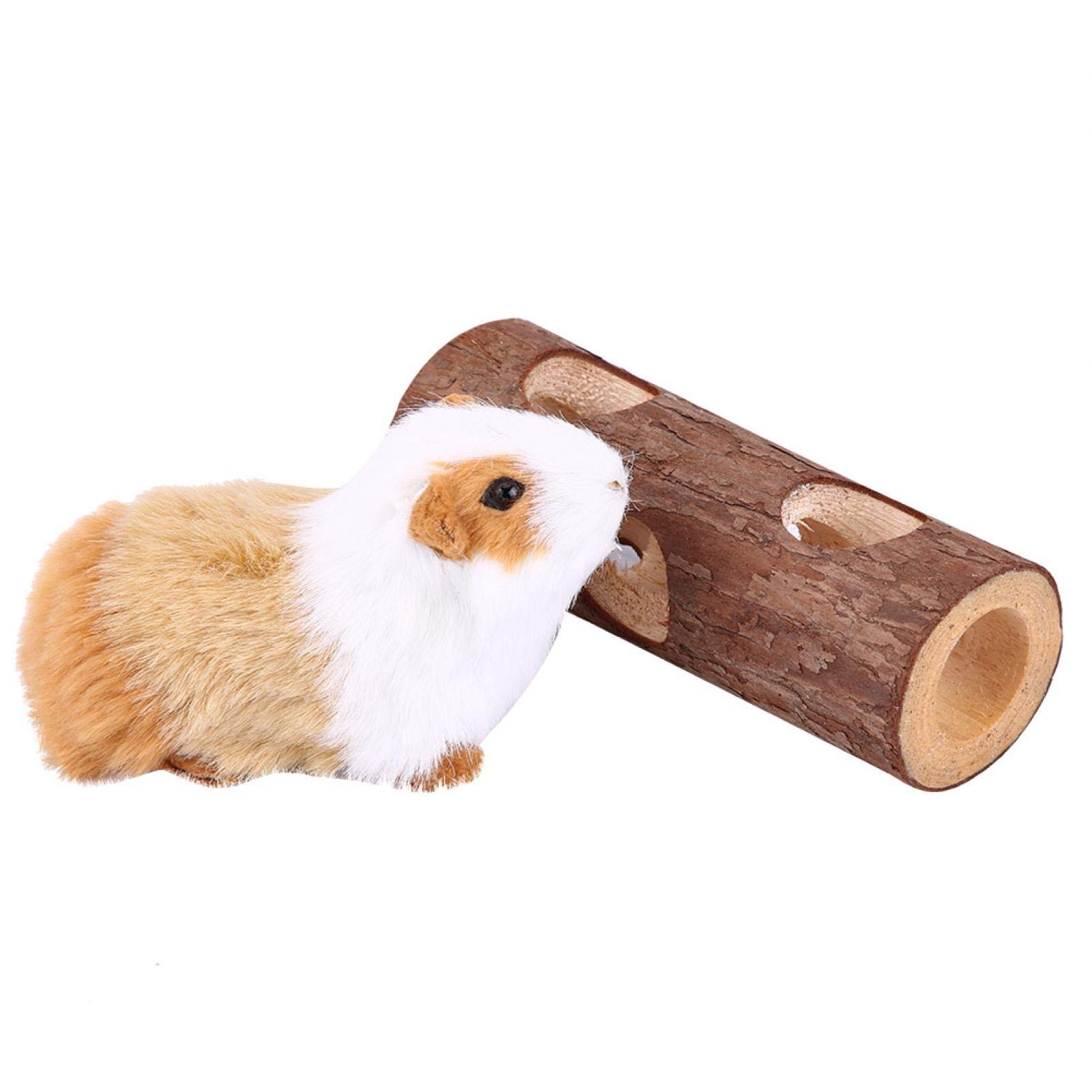 KUIDAMOS Animal Exercise Tube,Wooden Animal Tunnel Exercise Tube Chew Toy for Rabbit Ferret Hamster Guinea Pig,Eco-friendly and Non-toxic (L)