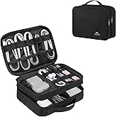 MATEIN Small Electronic Organizer Travel Case, Double Layer Cable Organizer | for Travel Accessories, Water Resistant Portable Tech Case for Phone, Cords, Charger, Earphone, Tech Gifts, Black