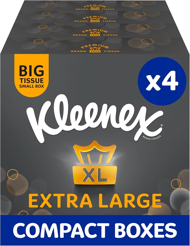 Kleenex Extra Large Mansize Tissues Pack 4 Boxes 176 Tissues Total