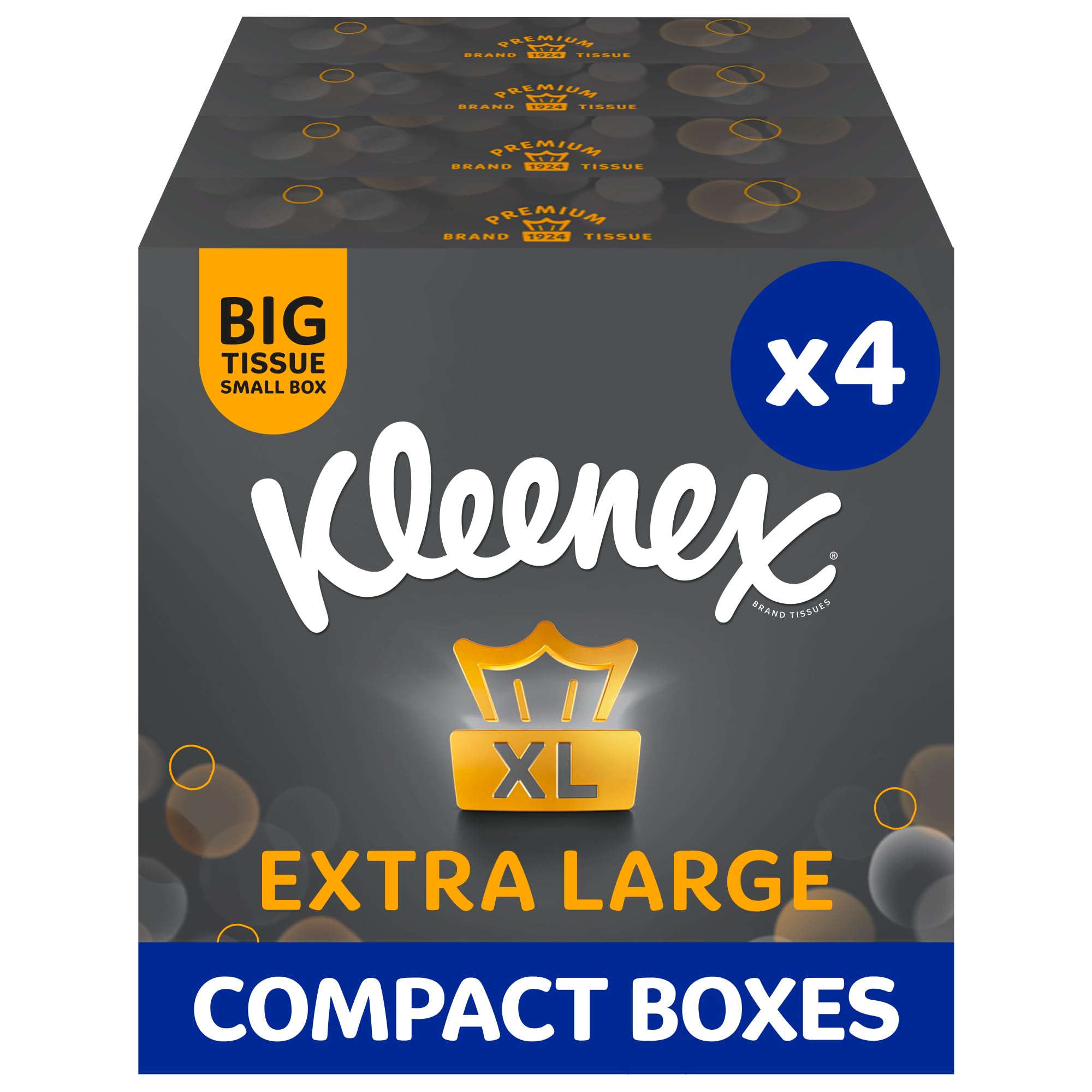 Kleenex Extra Large Compact Box Facial Tissues - Pack of 4 (176 Tissues Total)