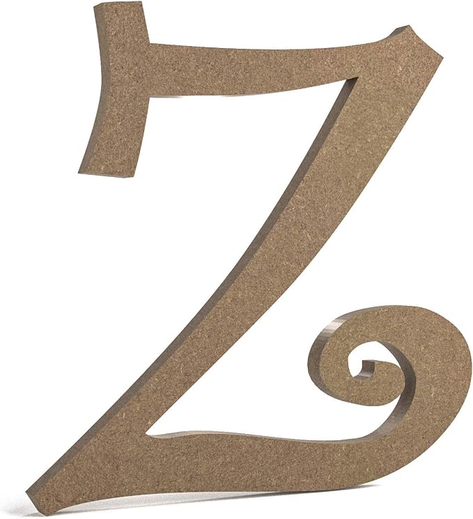 6" Curly Wooden Letter Z JoePaul's Crafts Premium MDF
