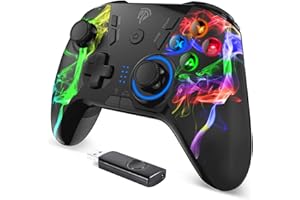 EasySMX Wireless PC Controller, Dual-Vibration Joystick Gamepad Computer Gaming Controller for PC Windows 7/8/10/11/12, Steam, Steam Deck, PS3, Switch, Android Mobile and Android TV BOX- Black