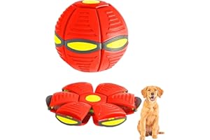GORGOU Dog Flying Saucer Ball -Light OwowPet Pet Magic Ball Puppy Birthday Dog Toy Balls Interactive Herding Decompression Kids Toys (Red)