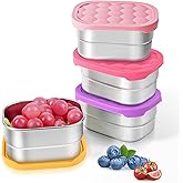 Tanjiae 4Pack Small (1 CUP) 8oz Stainless Steel Snack Containers for Kids | Reusable Easy Open Toddler Snack Containers with Silicone Lids | Stackable Toddler Lunch Box for Daycare, School and Travel