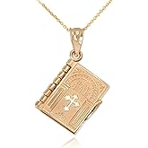 925 Sterling Silver Openable Holy Gold Serenity Prayer Necklace, 14k Yellow Gold Lords Prayer Necklace - Punk Bible Necklace For Men Women, Cross Necklace With Bible Verse