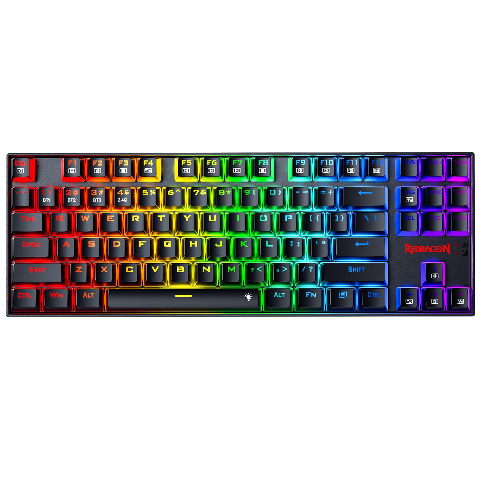 Redragon Wireless Gaming Keyboard, BT/2.4Ghz Tri-Mode Mechanical Keyboard, buit-in Battery, Programmable 87 Keys TKL, LED Rainbow Backlit - K552-KRS Image
