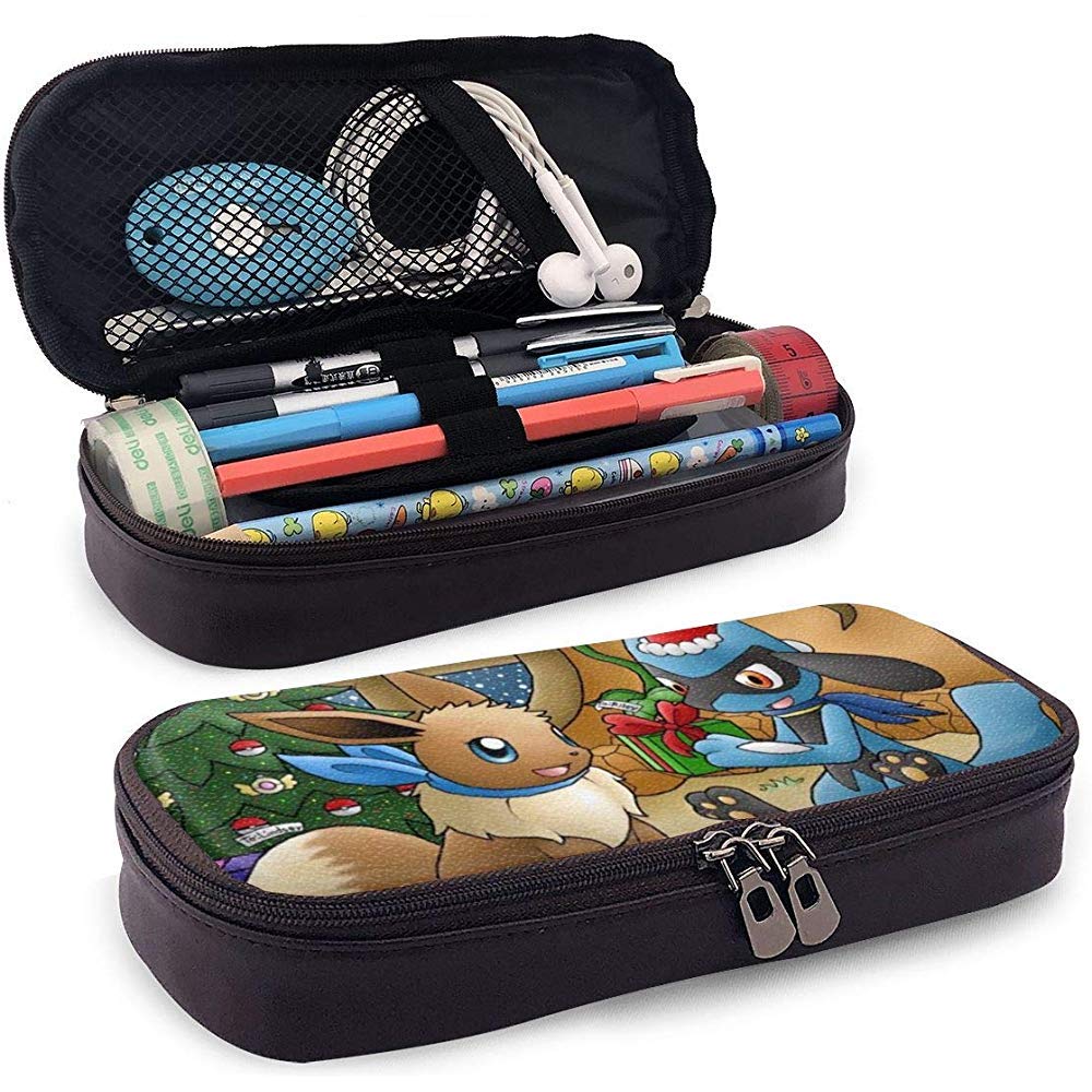 E-evee Evolution Pencil Case, Customized Leather 3D Printed Washable Pen Bag Pencil Pouch with Zipper