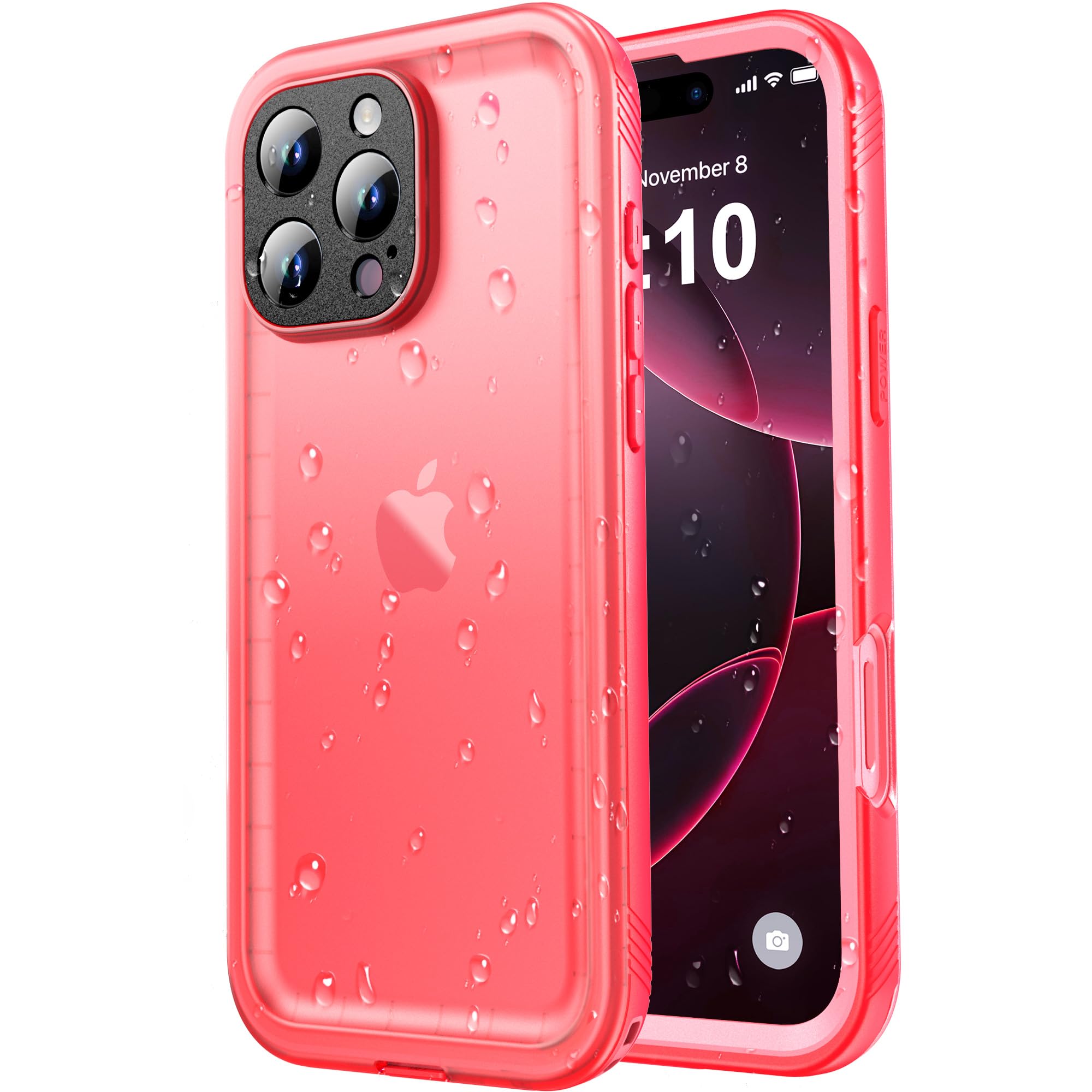Photo 1 of SPORTLINK for iPhone 16 Pro Waterproof Case - Shockproof Dustproof Case with Built-in Clear Screen Protector, Full Body Heavy Duty Sealed Protective Cover for iPhone 16 Pro Case 6.3" Pink