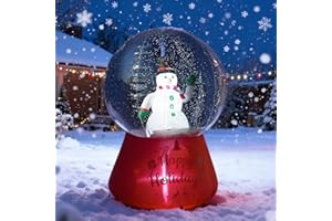 JOYHALO 5.4FT Christmas Snow Globe Inflatable with Snowman, Snowflakes Falling Blow Up Yard Decorations with Bright LED Light