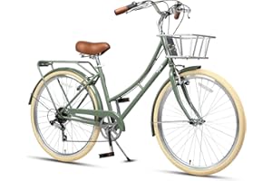 AVASTA Vela Hybrid Bike for Adult Women Female Lightweight Step Through 26 Inch High Tensile Steel Frame City Commuter Comfort Lady Bicycle, 6-Speed, Multiple Colors