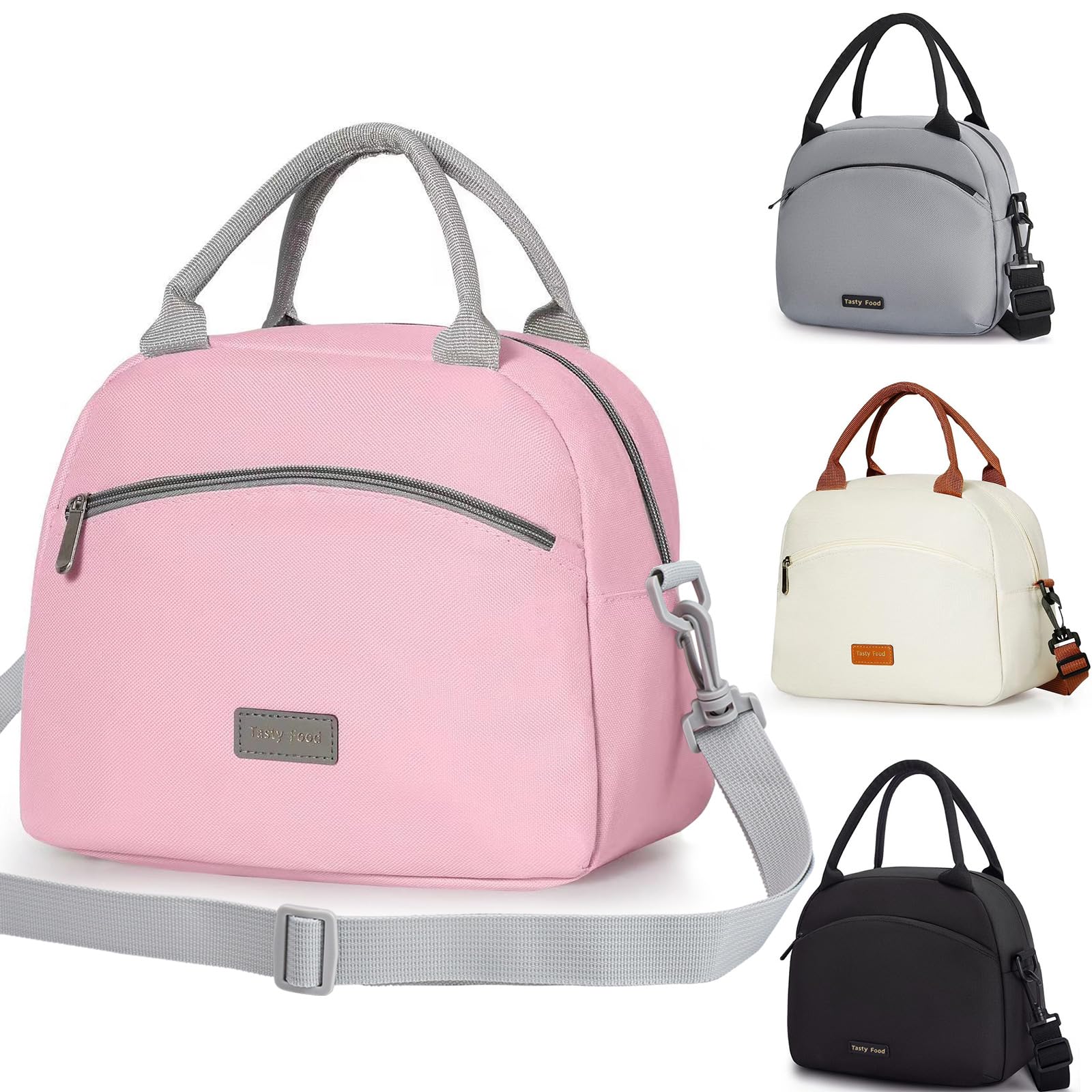 Runmeihe Lunch Bags for Women, Reusable Women's Insulated Lunchbag with Strap,Adults Small Waterproof Cooler Lunch Bags for Work Travel Picnic School (Pink)