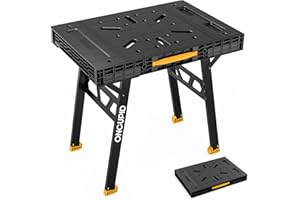ONCUPID Express Folding Work Table, Easy Setup Portable Folding Work Table & Portable Folding Workbench, 34" W x 25" D x 31" H Lightweight Versatile Clamping Worktable for Garage/Wood Shop (Yellow)