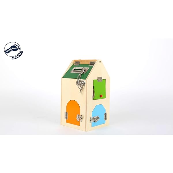 small foot Schlosshaus, aus Holz, mit Schlössern, Riegeln, Hebeln, Scharnieren und Sicherheitskette, ab 3 Jahren, 4432 Spielzeug, Naturholz – Bild 8