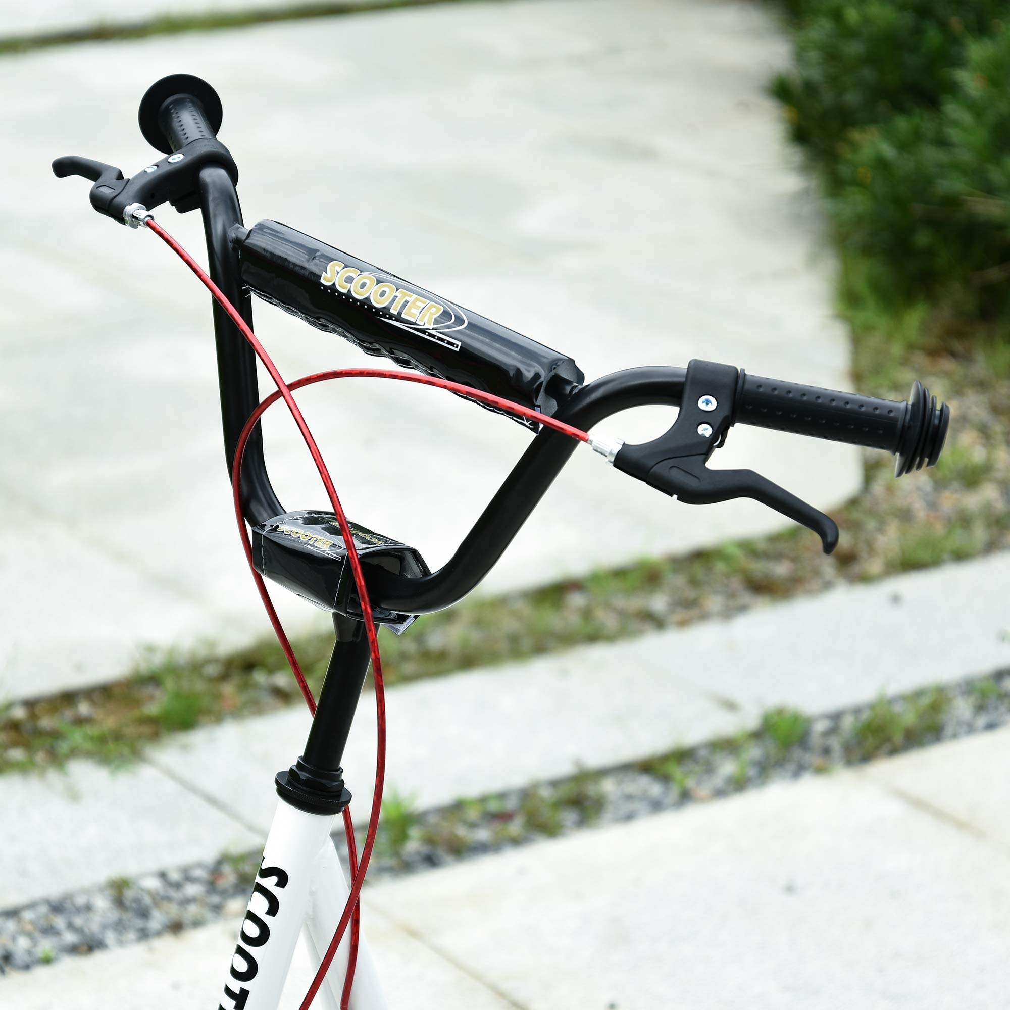 HOMCOM Scooter für Kinder Kinderroller Tretroller mit verstellbarem Lenker, großen Rädern und Handbremse Kickscooter 16 Zoll Cityroller für Jungen und Mädchen ab 5 Jahre Metall Weiß 8