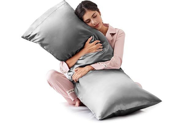 Love's cabin Body Pillow Cover, 20x54 inches Dark Grey Soft Satin Body Pillow case with Envelope Closure, Silky Slip Cooling
