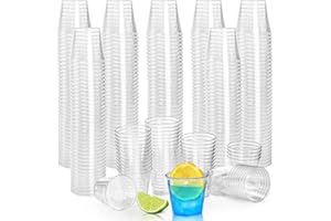 Hiceeden 500pcs 1oz Plastic Shot Glasses, Clear Disposable Thickened Shot Cups, Mini Tasting Container for Party, Perfect for