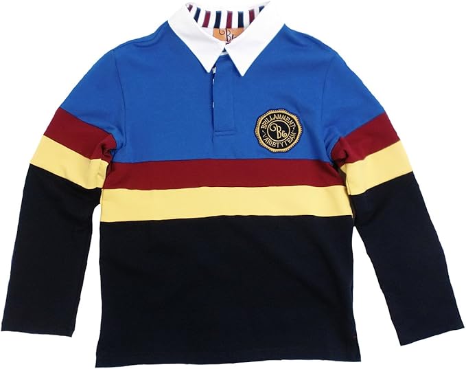 Amazon 英国小紳士 貴族紋章刺繍入りきちんと感ある長袖ポロシャツ Jpbt ブルー ネイビー 150cm ポロシャツ 通販